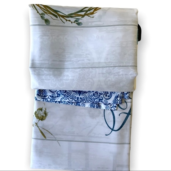 Modern Farmhouse Fabric Shower Curtain White Blue Multicolor 72 in X 72 in - Picture 7 of 16